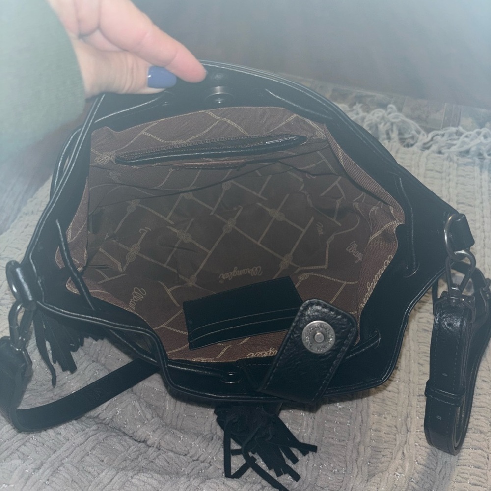 Wrangler Black and Brown Patterned Fringe Bag - Picture 4 of 9